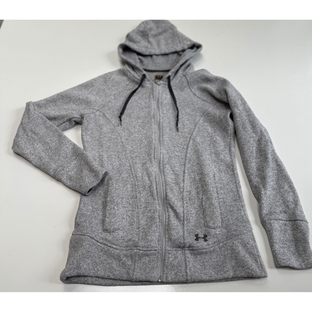 Under Armour Storm Womens Heather Gray Full Zip Fleece Hoodie Jacket Size Medium